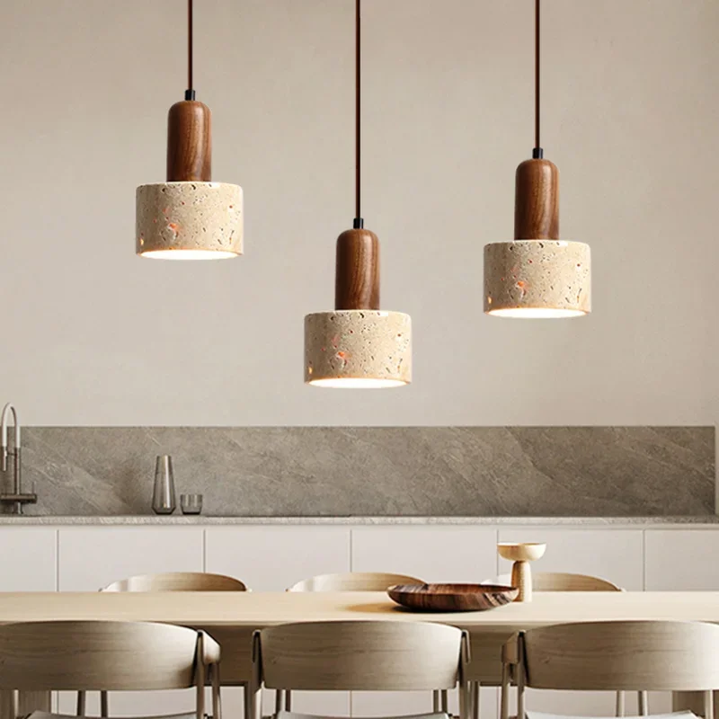 Pendant Lights Pendant Lamp Japanese New Yellow Marble Table LED Droplight Wabi Sabi Travertine Nordic Pendant Lamp For Bedside Restaurant Corridor Decor