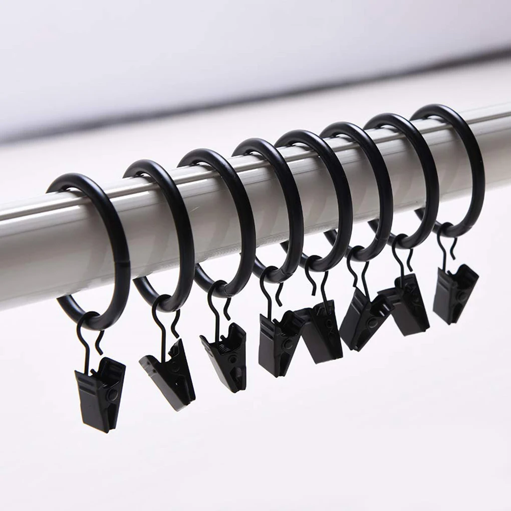 10Pcs/set Home Decoration Rod Clips Window Shower Clamps Bath Metal curtain Ring Hook Retro Clothespin Pole Buckle Accessories