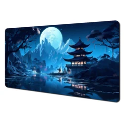 Ink Wash Cherry Blossom Pagoda Scenery Mouse Pad - Large Desk Mat & Gaming Accessory - 600x300x2mm (MousePad - 1121 - 4)