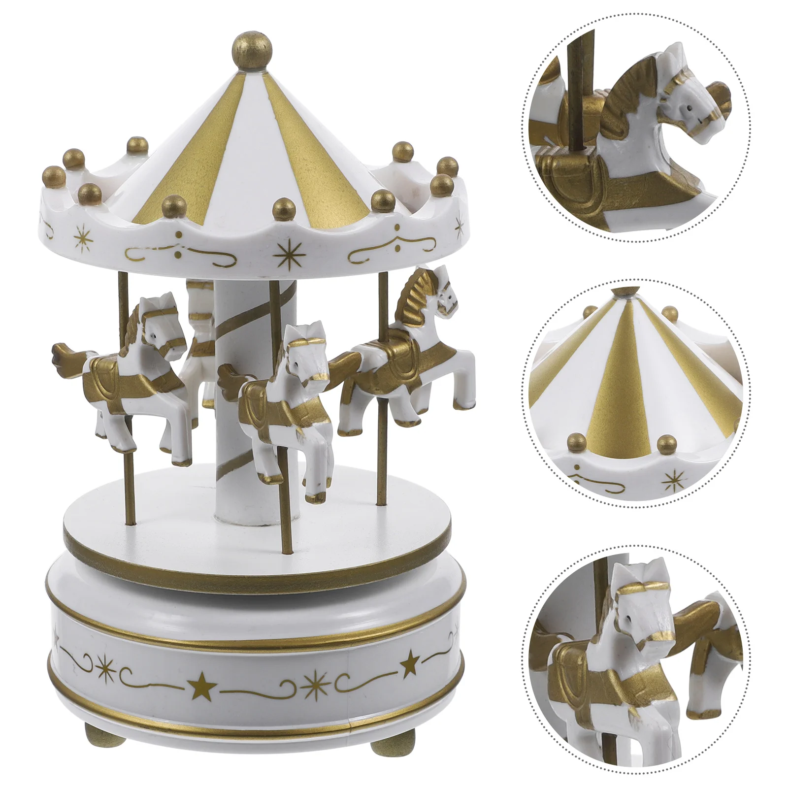 Plastic Merry-Go-Round Carousel Wind Up Music Box Kids Gift (Random Style) Plastic Music Box Carousel