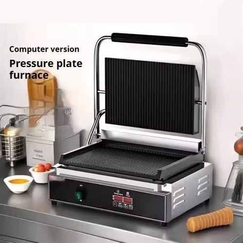 Panini Press with Dual Heating Plates - Commercial Grill for Steak, Sandwiches, and Pancakes