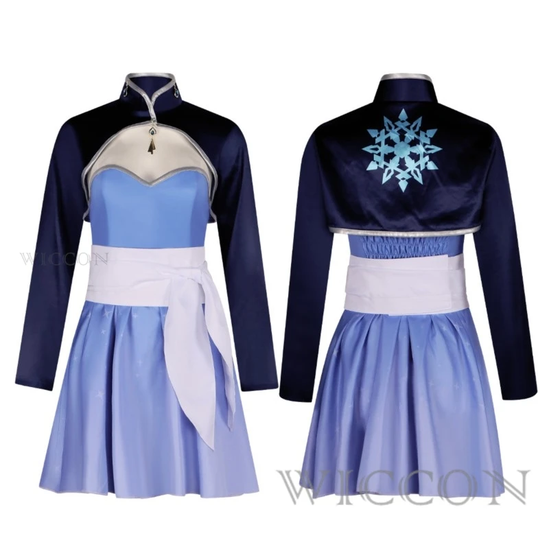 

Anime Season 4 Weiss Schnee Cosplay White Snow Tube Tops Dress Outfit Cosplay Wig For Women Girls Cosplay Costumes Halloween