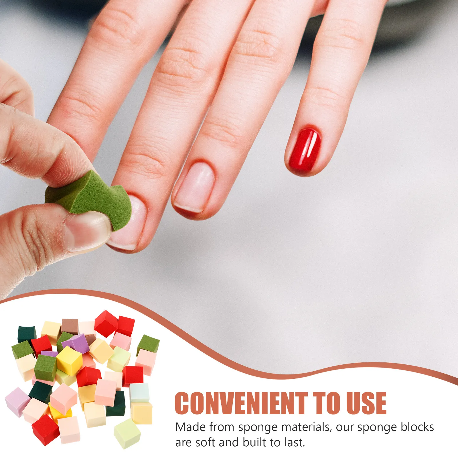 네일 아트 및 메이크업용 50개 네일 스펀지 블록, 프렌치 팁 매니큐어 및 데일리 여행용 소프트 미니 사각 스펀지