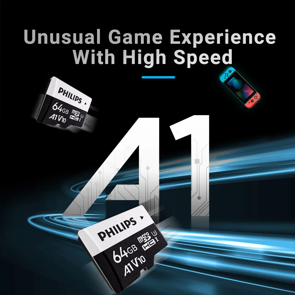 PHILIPS 캠, DJI 포켓 및 드론용 고속 메모리 카드, 마이크로 SD 카드, U3 SDXC, 128GB, 최대 100 MB/s