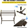 Pool Towel Rack, 5 Bar, Brown, Freestanding Outdoor PVC T-Shape Poolside Storage Organizer, Include 8 Towel Clips 6