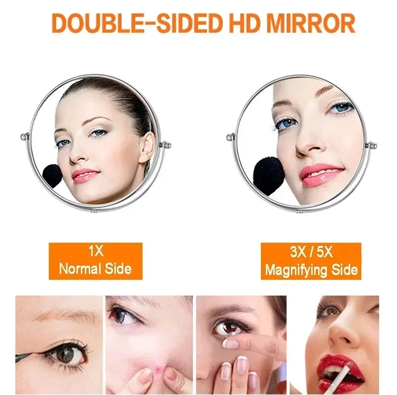 Description Picture 4 of itemBathroom Folding Vanity Mirror Wall-mounted Vanity Vanity Mirror Retractable Mirror Metal Double-sided Mirror 2X/3X Magnificatio
