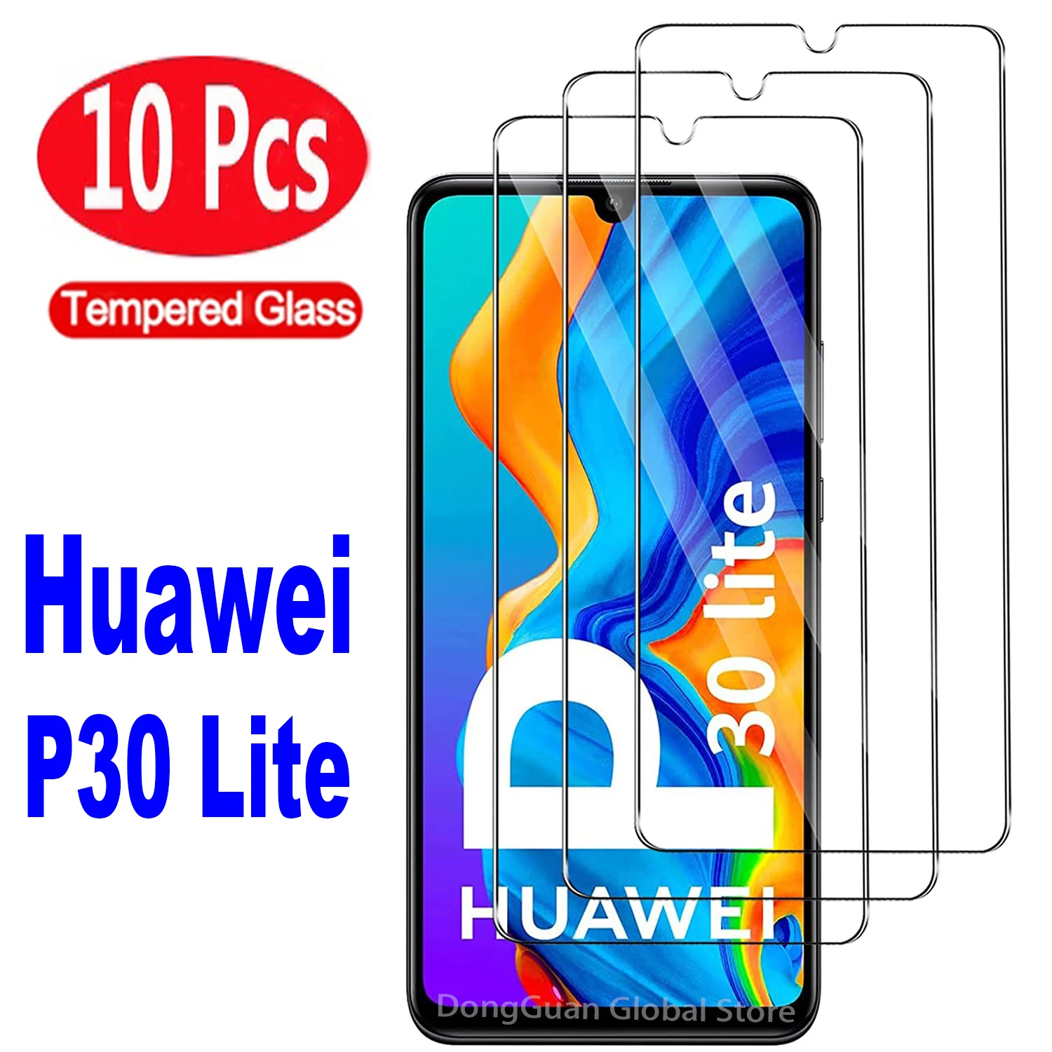 

10Pcs Tempered Glass For Huawei P30 Lite P40 E Lite P20 P50 Psmart Z 2020 2019 Y7 Y9 Prime 2019 2020 Screen Protector Glass Fi