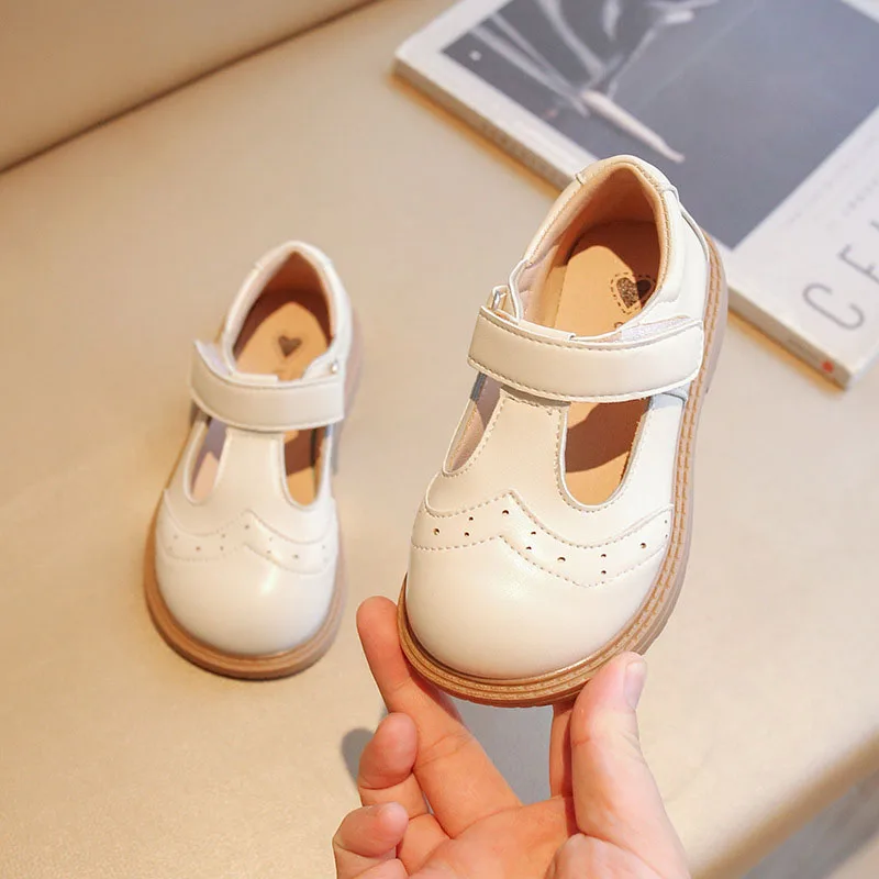 

Girl Princess Shoes Kids Spring Autumn 2023 Children's Shoes Girls Baby Mary Jane T-strap Korean England Leather Shoes New