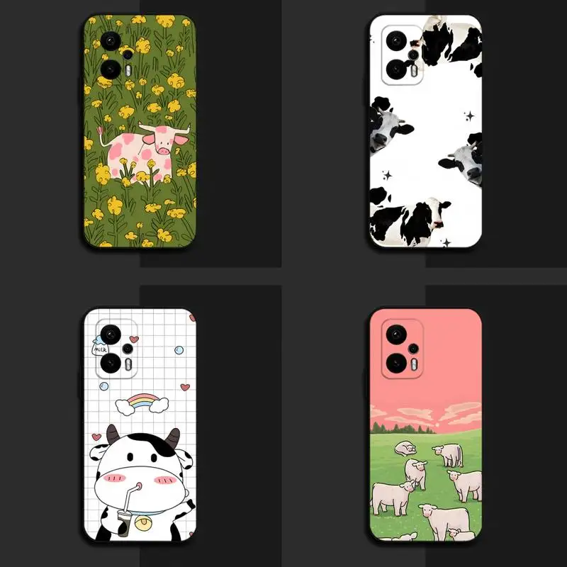 

Cartoon Cow Cute Phone Case For Redmi K20 30 40 Pro Promax Note 11 10 9 8 T X S Pro Epro Soft TPU Back Cover