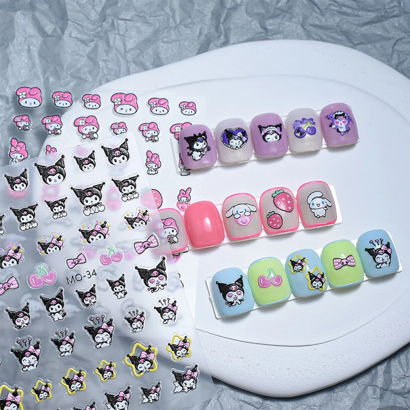 

1 шт. Мультяшные наклейки для ногтей Kuromi Sanrio с персонажами из мультфильма Hello Kitty Мелодия 3D наклейки для ногтей украшение для дизайна ногтей