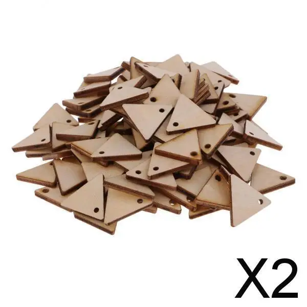 

2xTriangle Shape Unfinished Wood Pieces with Hole for Crafts 100 Pieces 20mm