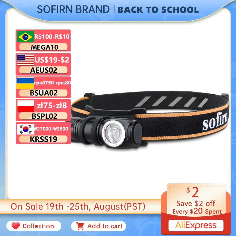 Sofirn HS10 LH351D 90CRI LED Headlamp 1100lm USB C Rechargeable 16340 Mini Flashlight with Magnet Tail Cap Portable Head Torch head flashlight cob headlamp