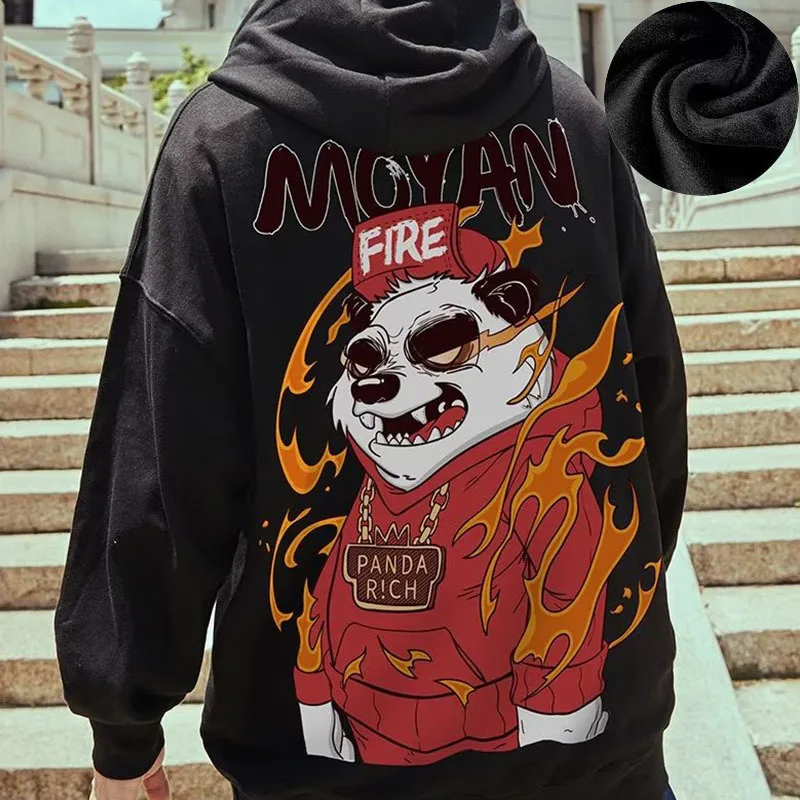 Hooded Sweater Men's Trendy Brand Large Size M-8XL Men's Autumn And Winter Style Plush And Thick Fat Hip-hop Pullover Jacket