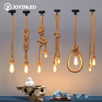 Industrial E27 Vintage Hemp Rope Pendant Lights Attic Personality Indoor Lightings for Loft/Living Room/Bar Pendant Chandelier 1