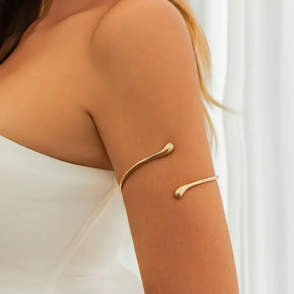 Bangle Bracelet Trendy Geometric Twisted Cuff Bracelet on The Upper Arm for Women Water Drop Shape Adjustable Jewelry Party Girls