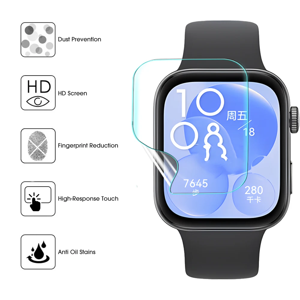 Full Screen Protectors for Huawei Watch Fit 4/3/2 4Pro TPU Soft Hydrogel Film Smart Watch Protective Films for Huawei Fit 4 Pro