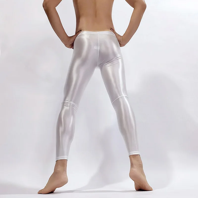 Unisex men and women Sexy Glitter Opaque Leggings Satin Glossy Super Shiny Stretchy Dance Pants Trousers 6288