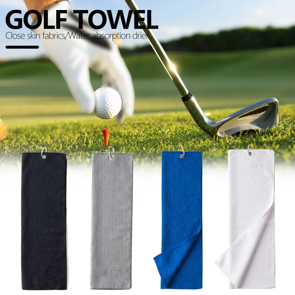 50*30cm Golf Towel Waffle Pattern Cotton With Carabiner Clip Cleaning Towels Microfiber Hook For Golf Sports lovers