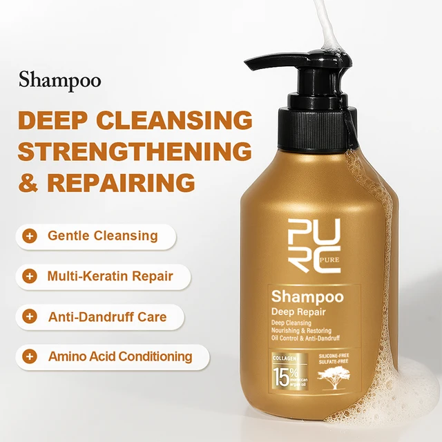 PURC Morocco Argan Oil Shampoo Conditioner Set Amino Acid Keratin Smoothing Repair Damaged Hair Treatment Sulfate-Free Hair Care 3