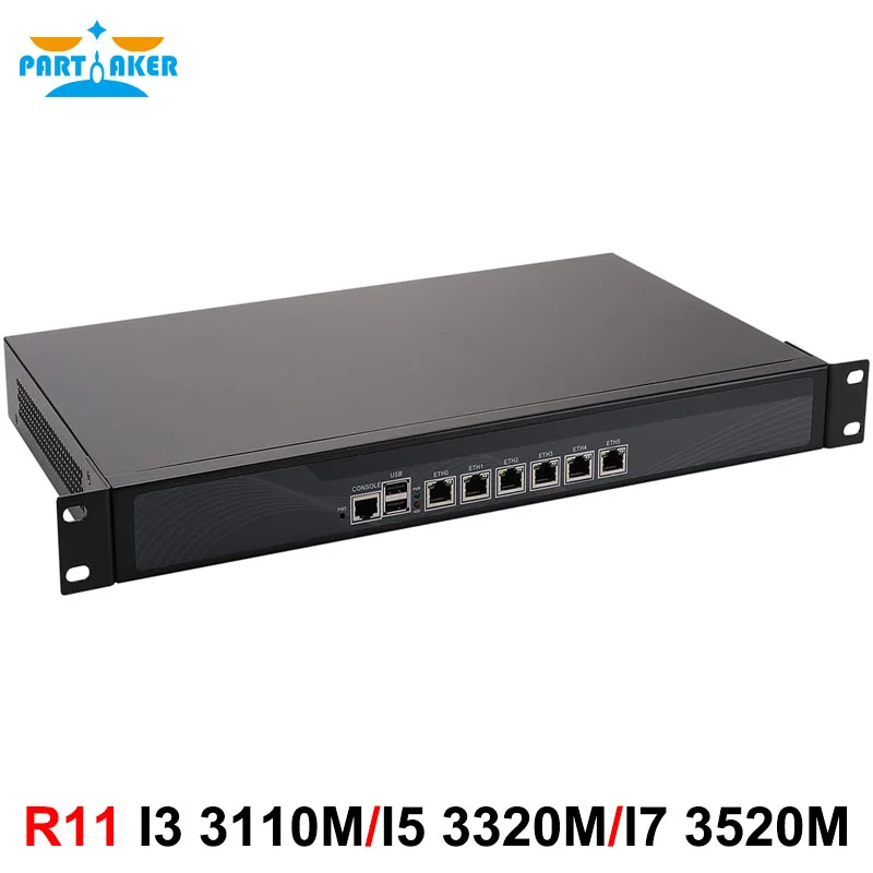 Partaker R11 Firewall VPN 1U Rackmount Intel Core I3 3110M Network Security Appliance 6 Intel 82583V Lan Router PC partaker r11 firewall vpn 1u rackmount network security appliance with aes ni router pc intel core i5 2520m 6 intel gigabit lan