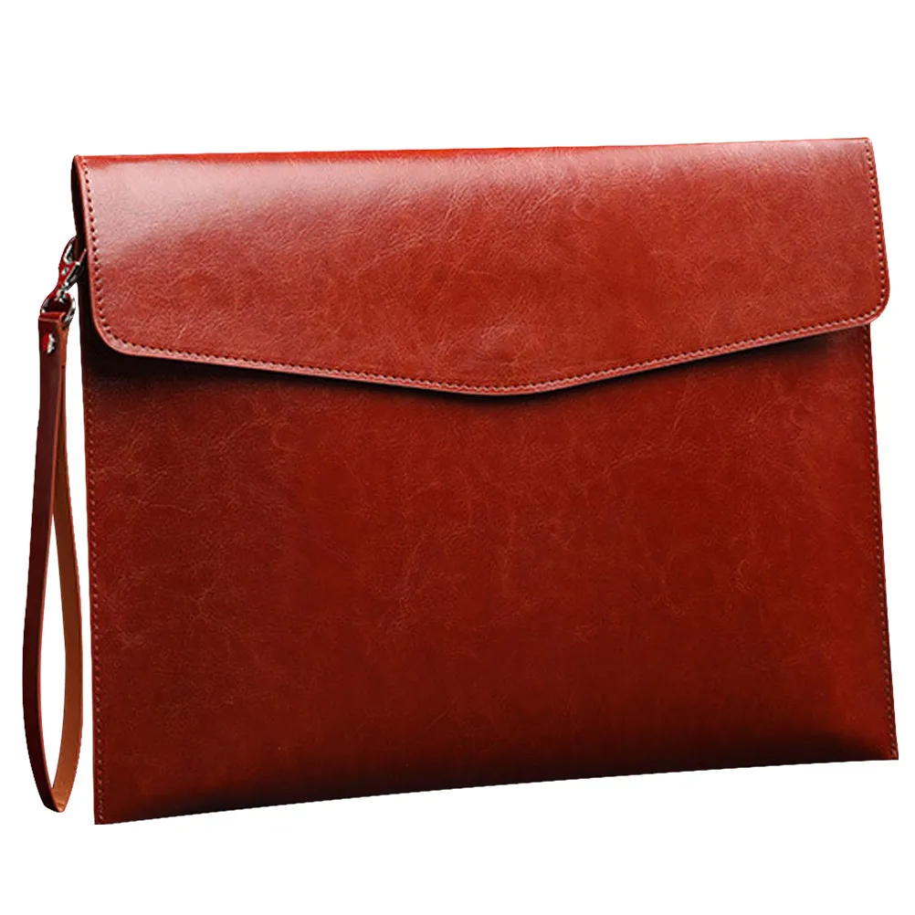 A4 문서 파우치 PU 폴더 파일 정리 가방 비즈니스 남성 여성 문서 보관을위한 대용량 휴대용 케이스