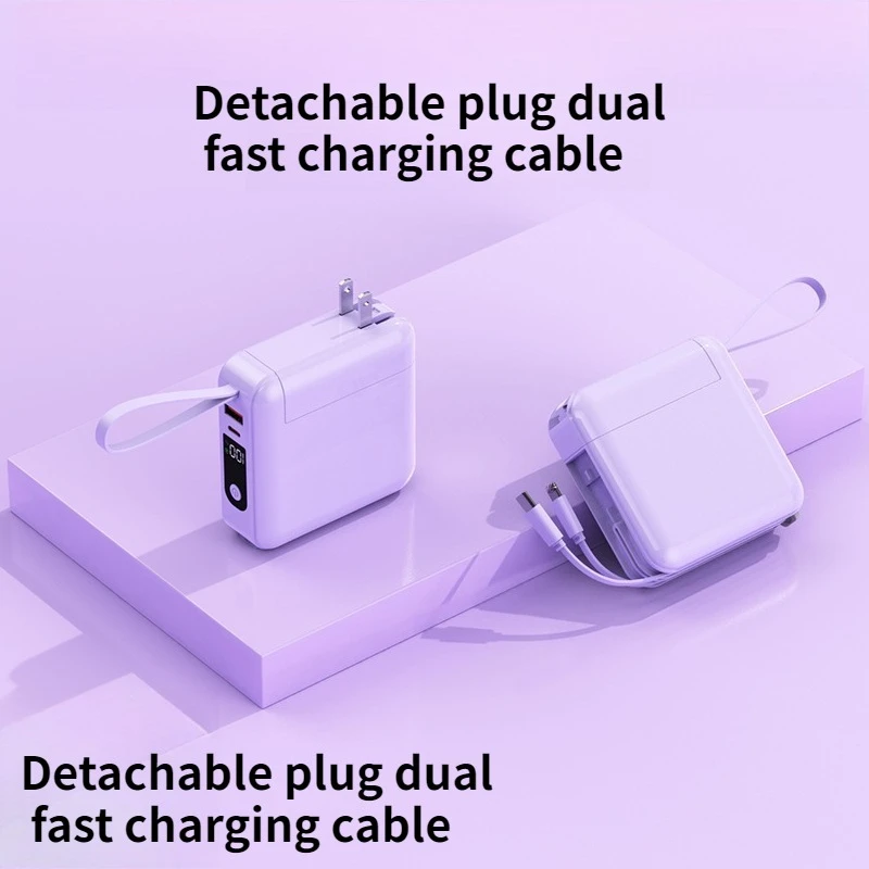 AC Plug Power Bank with Built-in Cable, Large Capacity 20000mAh Super Fast Charging 22.5W Portable Power Bank 2