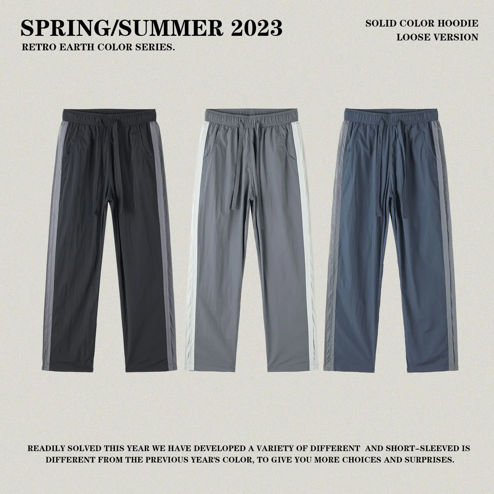 Men's Quick Drying Pants Summer New Double Knee Pants Unisex Loose Y2K Luxury Brands Casual  Adjustable Thin Style Trousers