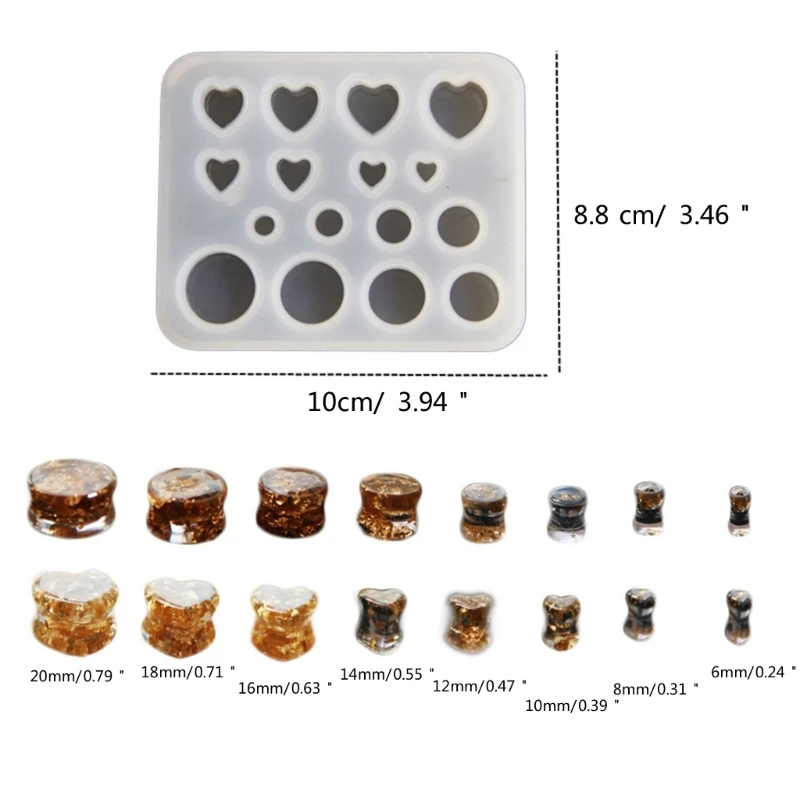 Heart Shaped Ear Gauge Molds DIY Round Heart Shaped Ear Expander