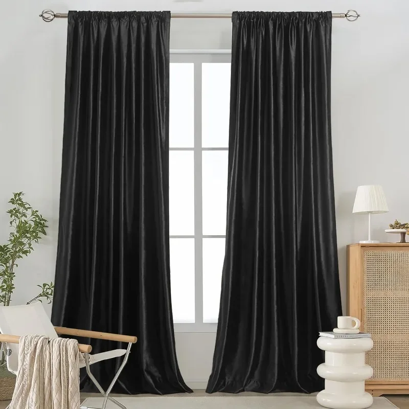 

Modern Minimalist Light Luxury Pure Color Sunscreen and Heat Insulation Curtain Velvet Velvet Black Finished Decorative Curtains