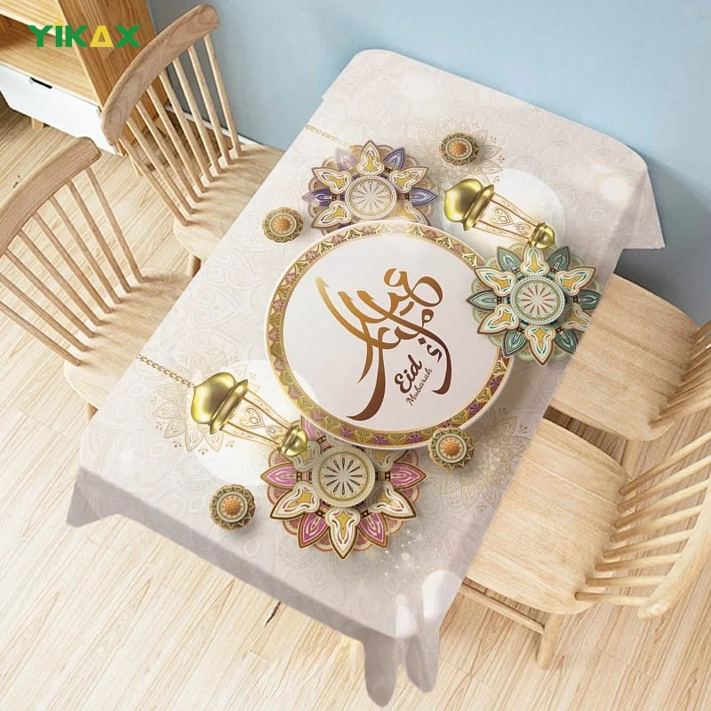 

Eid Mubarak, украшение для ресторана, настенная скатерть, прямоугольная Водонепроницаемая скатерть с цветочным рисунком ислама