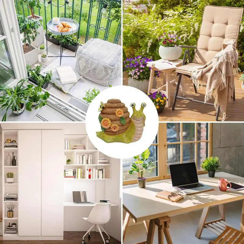 Outdoor Snail Statue Solar Snail Figurine Resin Animal Figurine Cute Table Ornament For Outdoor Yard Garden Decorations