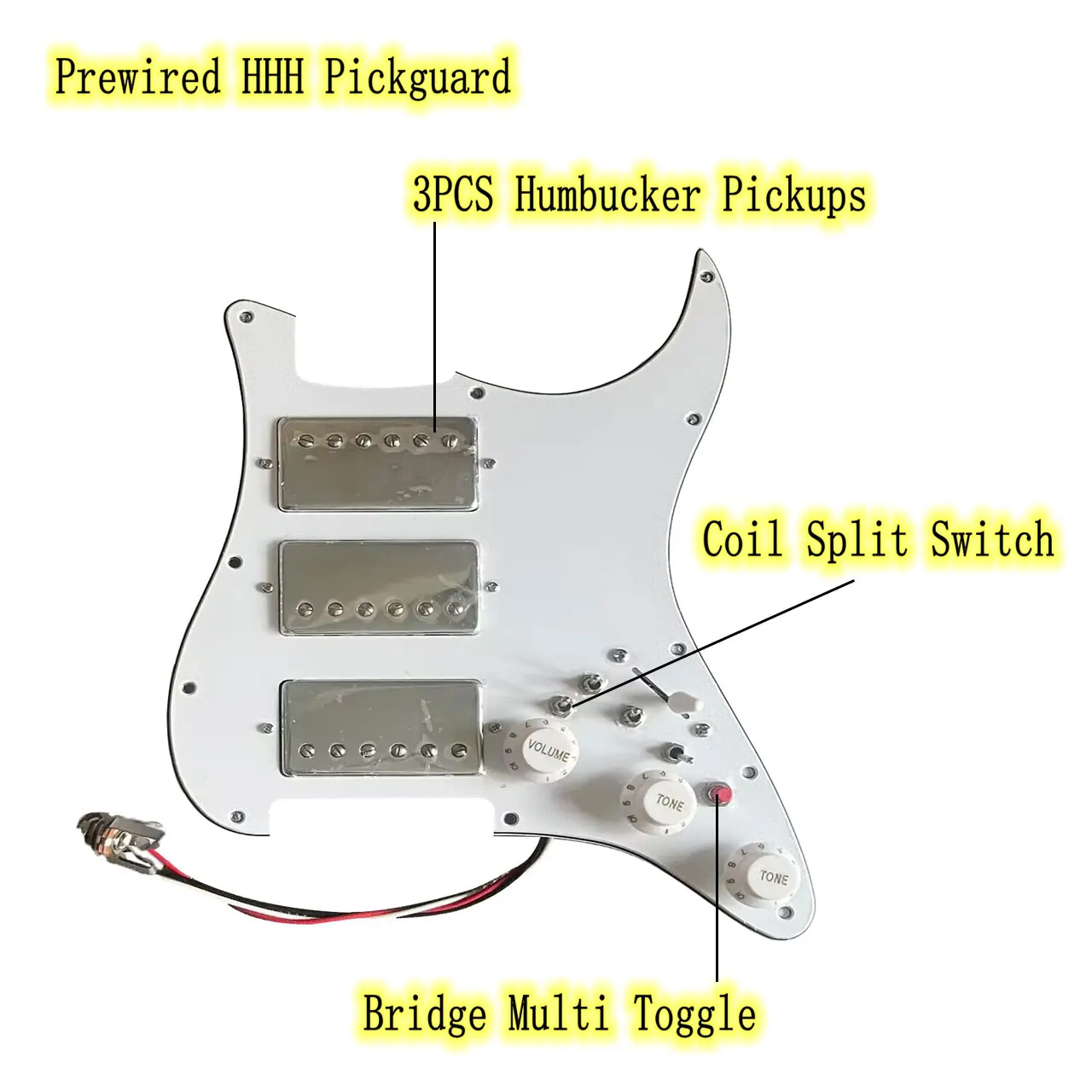 

Upgrad Prewired HHH Guitar Pickguard with Humbucker Alnico V Pickups Coil Split Switch Set for Electric Guitar