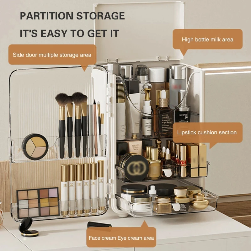 Multi-Functional Cosmetic Storage Box Dressing Table Household Transparent Large Capacity Drawer Storage Cabinet Dustproof Box 4