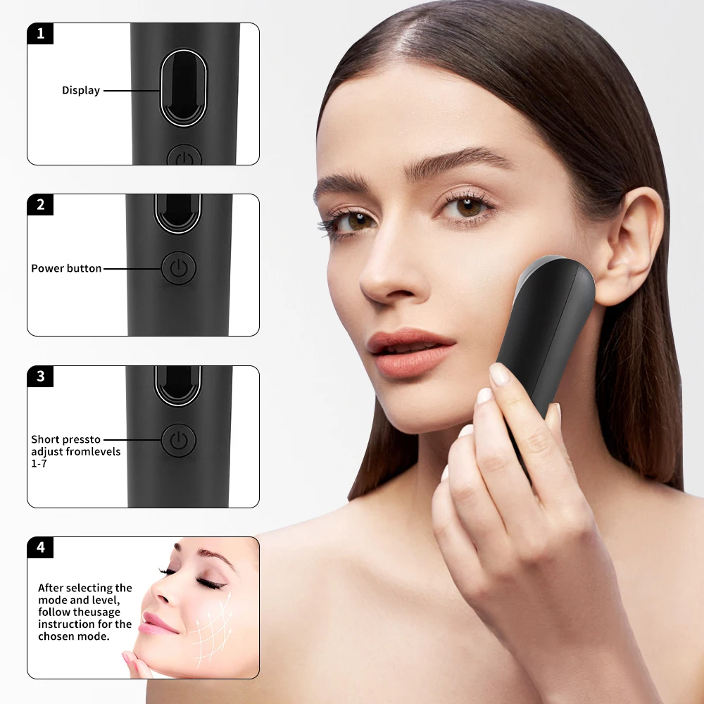 7 Colors Ager Booster Pro 6 in1 Lifting Face Neck therapy Wand LED Vibration Massager Beauty Device 2