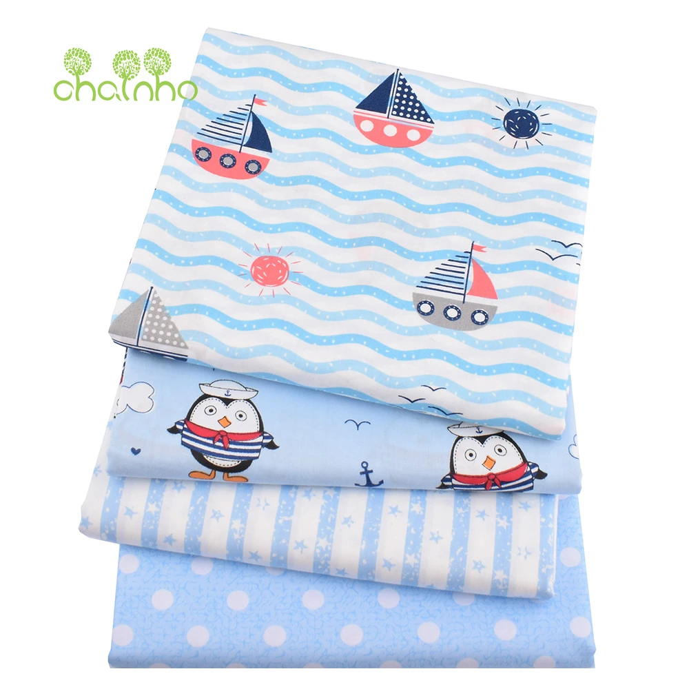 Chainho,Printed Twill Weave Cotton Fabric,Patchwork Cloth,DIY Handmade Sewing Quilting Material,Ocean Series,2 Sizes,CC222