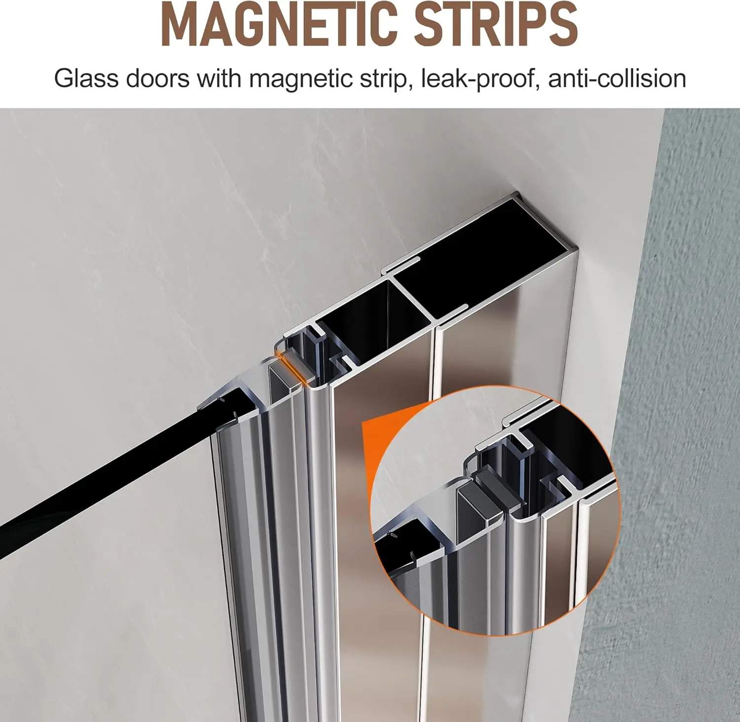 Pivot Shower Door Frameless Bi fold Shower Glass Door Clear Glass Hinged Shower Door Chrome Finish Hidden Seal Strip 4