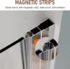 Pivot Shower Door Frameless Bi fold Shower Glass Door Clear Glass Hinged Shower Door Chrome Finish Hidden Seal Strip 4