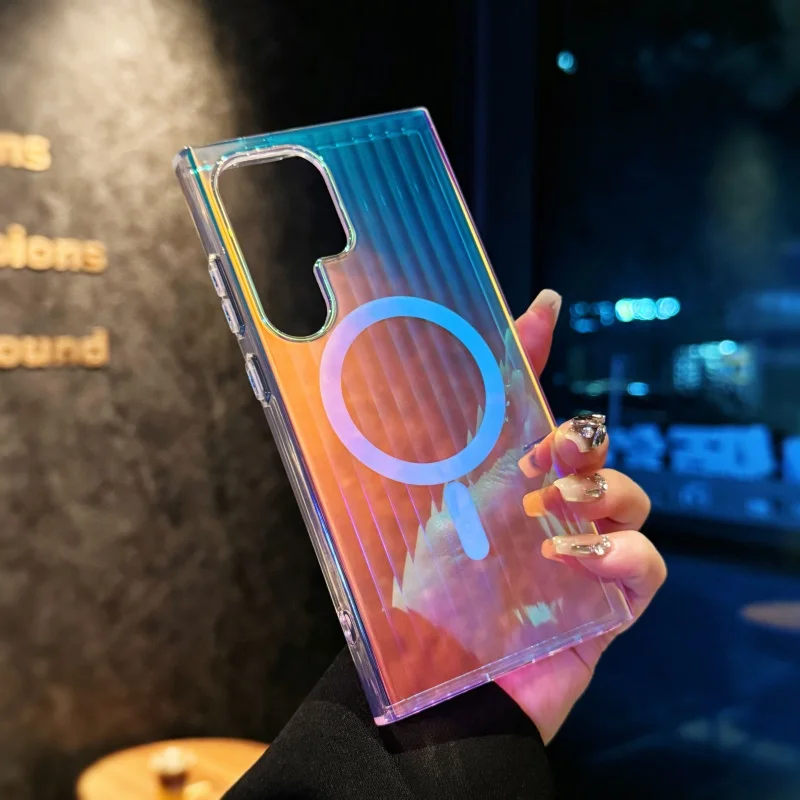 Vibrant Gradient Wireless Charging Magnetic Case – Transparent Protective Cover