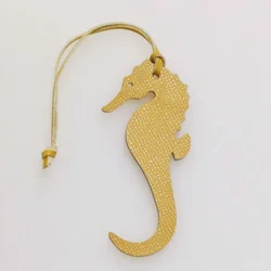 Seahorse - Shaped Personalized PU Leather Bag Pendant Keychain (Gold)