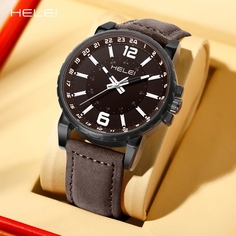 HELEI Hot Model 2024 Helmsman Series Trendy Hundred Multifunctional Quartz Movement Men's Quartz Watch Men's Watches