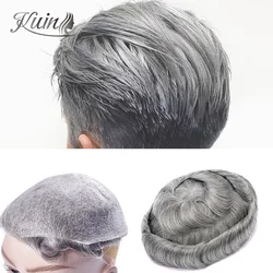 Male Hair Capillary Prosthesis Thin Skin 0.03-0.04mm V-loop Knotless Pu Toupee 100% Human Hair Men Wigs Durable Wigs For Men
