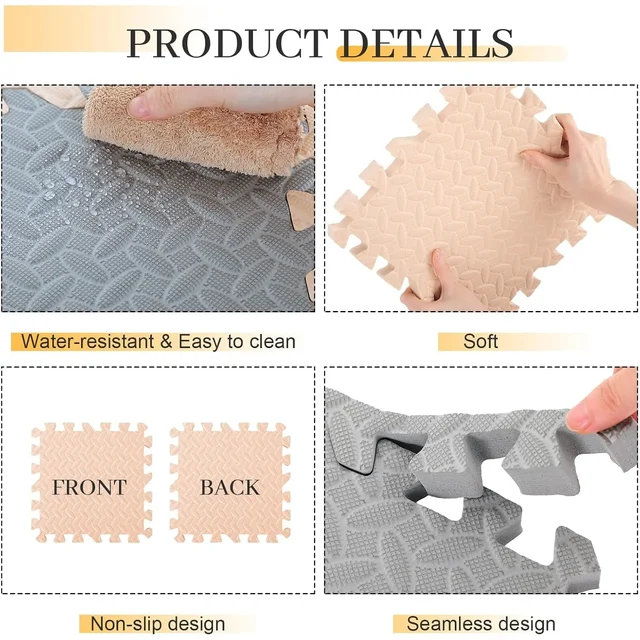 2.5cm Thick Baby Play Mat EVA Foam Non-Slip Baby Crawling Activity Mat Children's Activity and Leisure Mat Home Decor Reusable 4