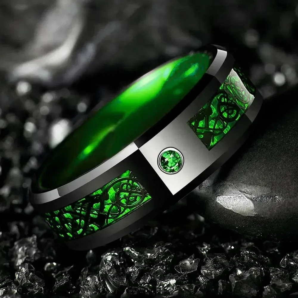 Wedding Rings 8mm Tungsten Celtic Dragon Rings for Men