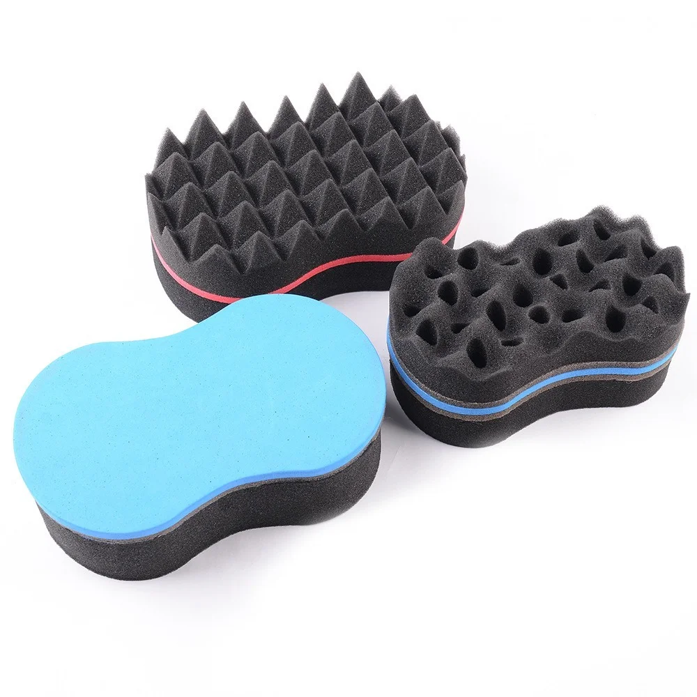 Double sided curling sponge brush african curly hair comb styling pyramid type porous side braid hair