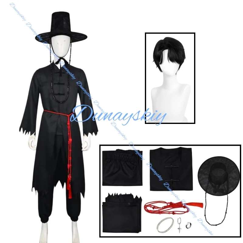 Dämonenjäger Kostüm Hut - Kpop Jinu Cosplay Schwarz Mit Perlen