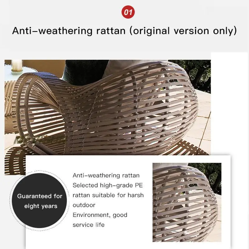 New Open-Air Chair Set Outdoor Furniture Minimalist Style Terrace Patio Sofa Rattan Combination For Garden Hotel White High Back