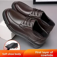 Men's Genuine Leather Casual Shoes Thick Bottom Anti-Slip Business Leisure Middle-Aged And Elderly Rubber Outsole Spring Autumn