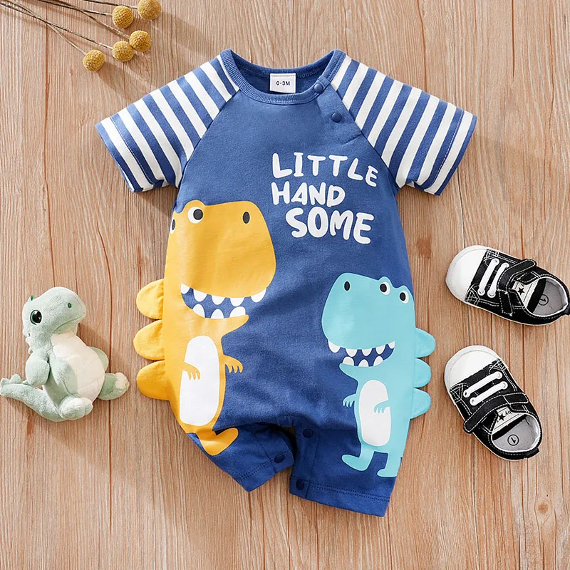 Summer Boys And Girls Cute Cartoon Dinosaur 3d Printing Casual Cotton Comfortable Short Sleeve Baby Bodysuit baby rompers baby jumpsuit cotton jumpsuit baby clothing cotton onesies