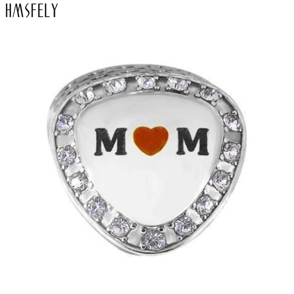 

HMSFELY MOM Love Heart Beads For Charm Women Bracelet Jewelry Making Accessories Bead 316l Stainless Steel Beads
