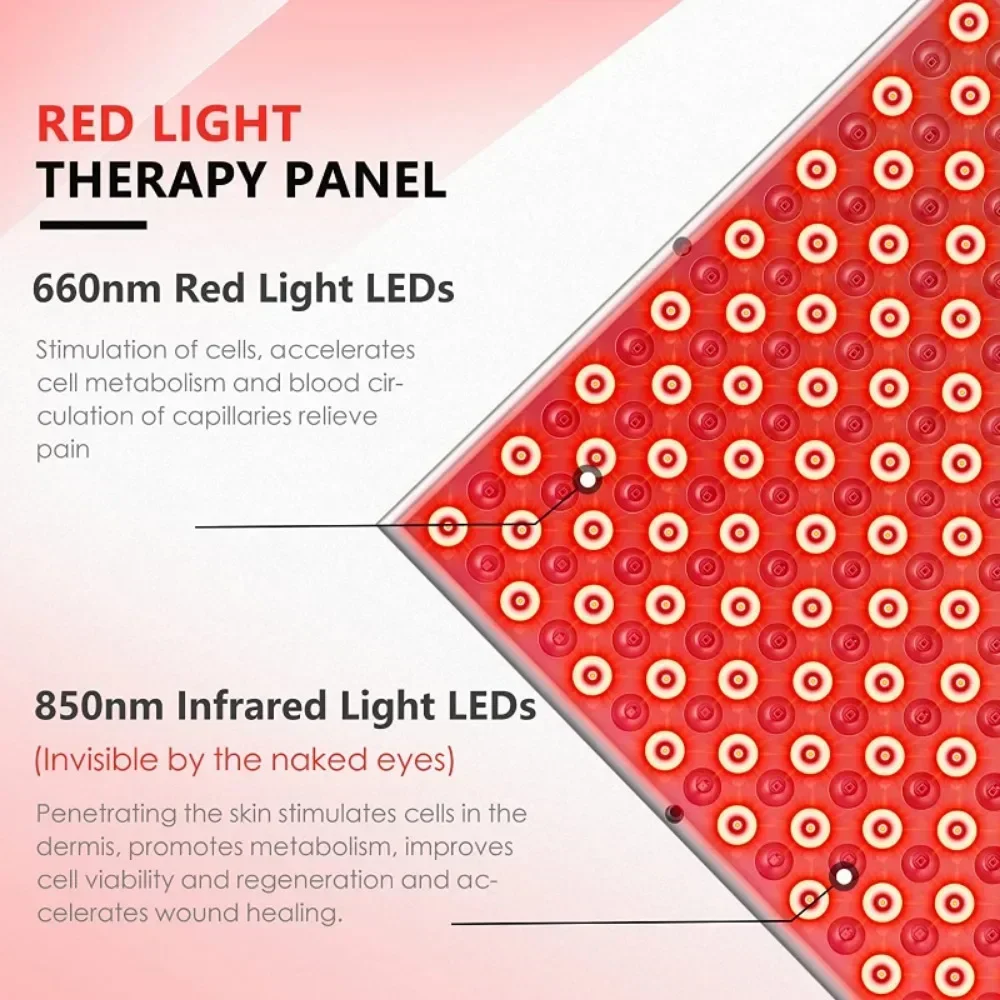 Red Light Therapy Panel 660&850 nm Infrared Light Combination Lamp Panel for Body Pain Relief Blood Circulation Skin Beauty Lamp